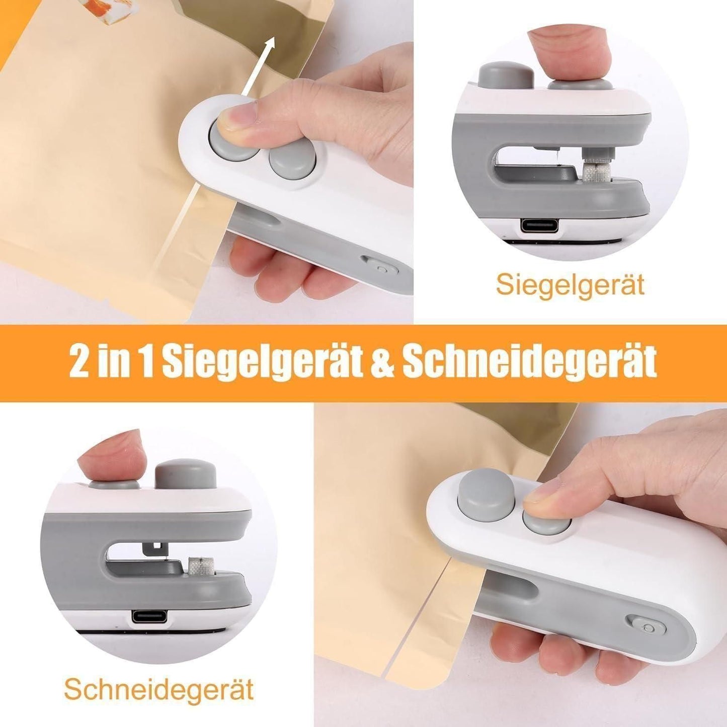 Portable Mini Sealing Machine 2 in 1 USB Rechargeable